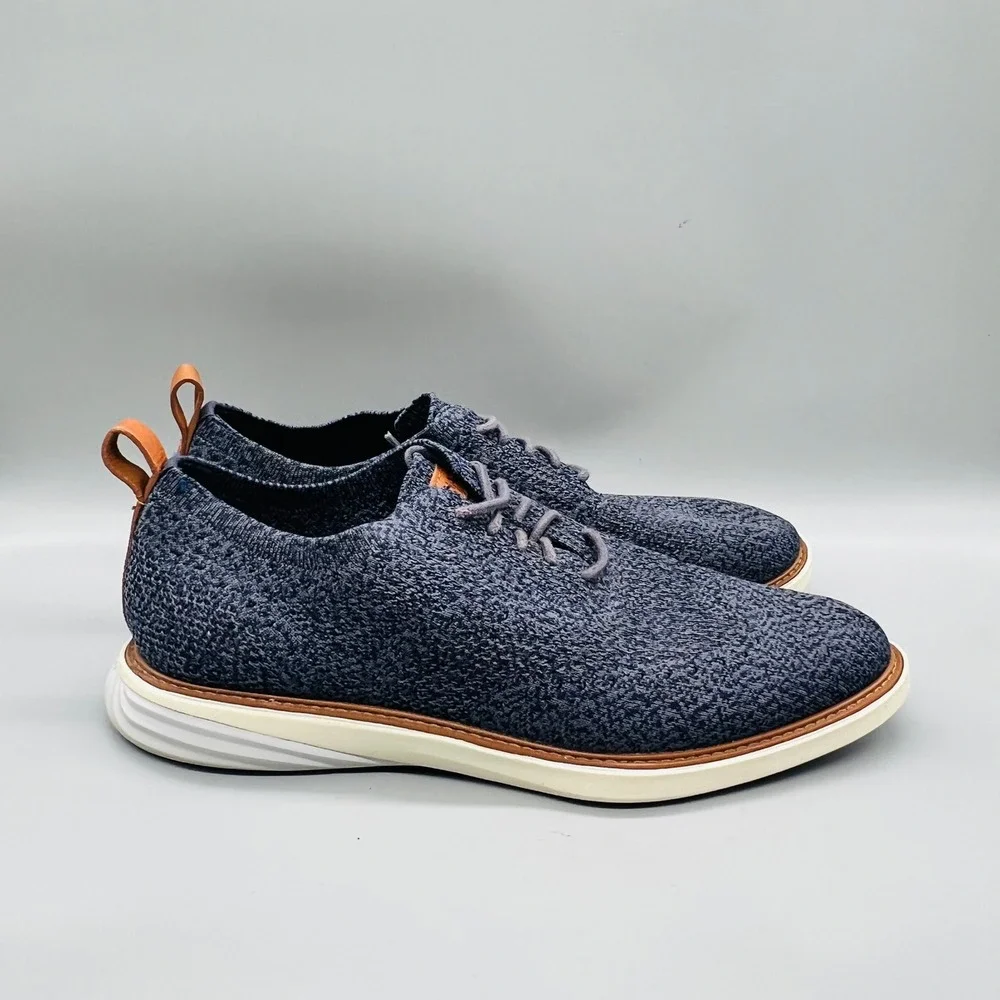 Cole Haan Shoes Men 11 Blue Knit Grand OS Stitchlite Casual Sneaker Dress Oxford